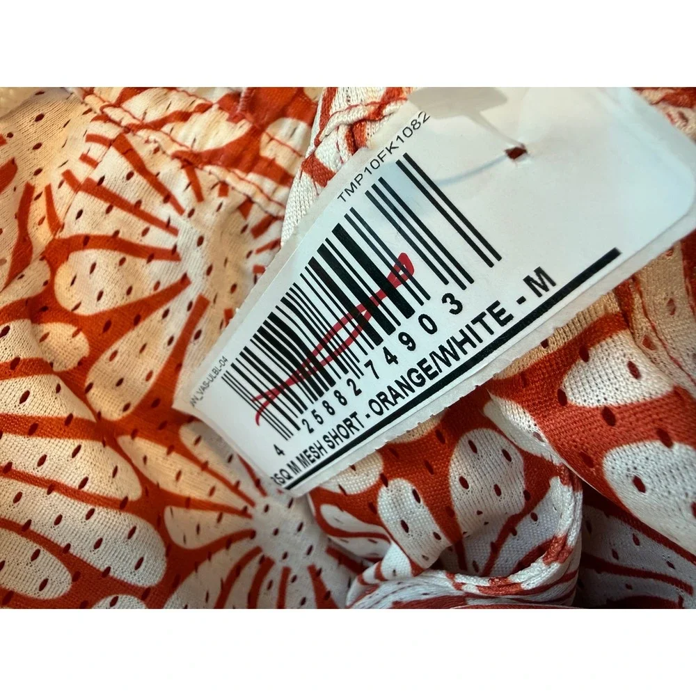 RSQ Mens Orange White Daisy Floral Mesh Shorts 6 Inch Inseam Size Medium NWT